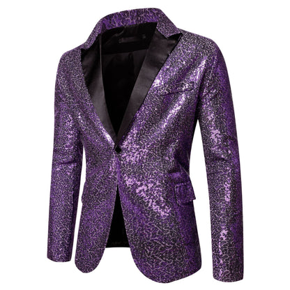 Herren Glitzer Smokingsjacke Schwarz Elegant
