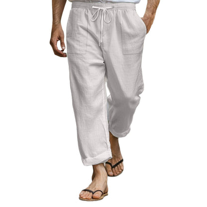 Herren Leinenhose Lässig Bequem mit Taschen