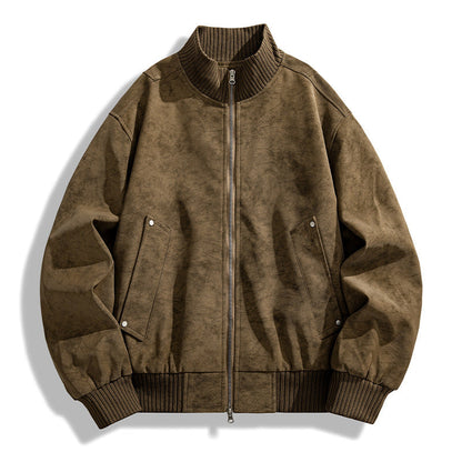 Herren Bomberjacke Modern Stylish mit Nappaleder Optik
