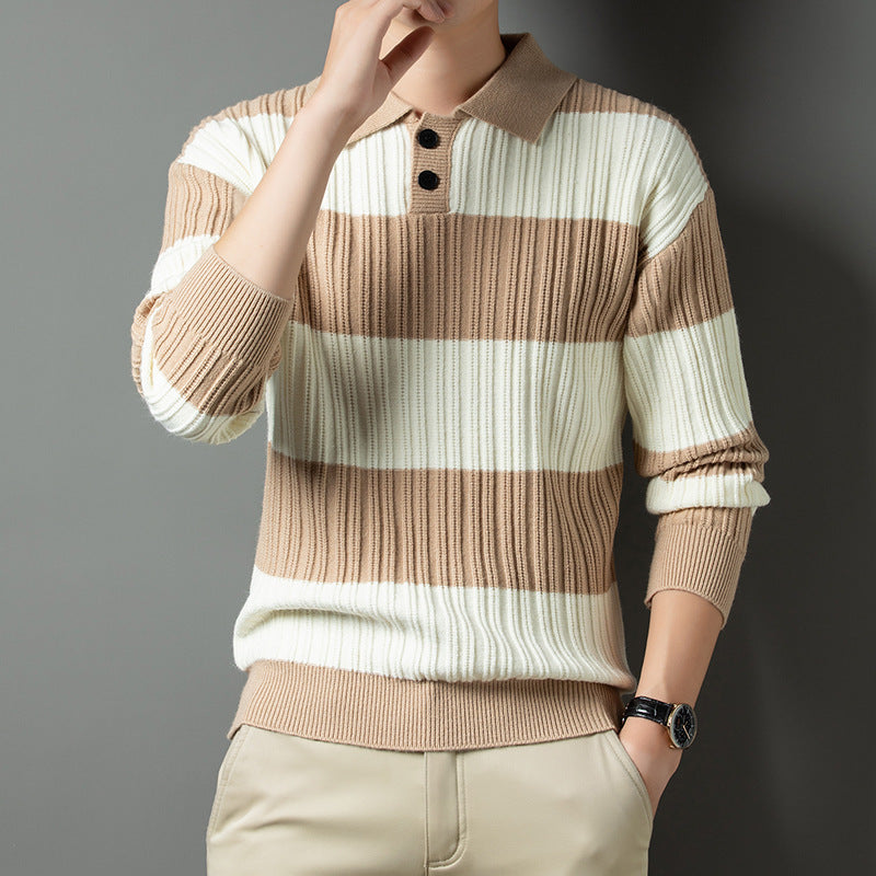 Herren Pullover Strukturiert Polokragen Modern Glamour