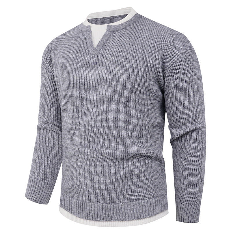 Herren Strickpullover V-Ausschnitt Feinripp Modern
