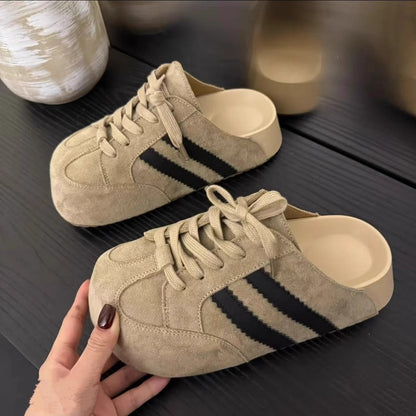 Damen Clogs Sportlich Wildleder Schnürung Klassisch