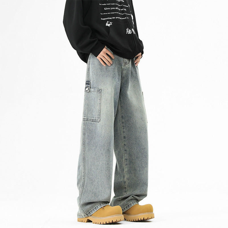 Herren Cargo-Jeans Bequem Weit Geschnitten