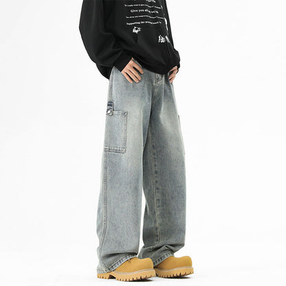 Herren Cargo-Jeans Bequem Weit Geschnitten