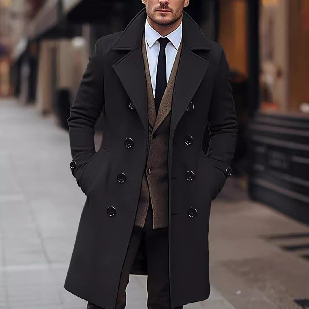 Herren Wollmantel Doppelreihig Klassisch Elegante Optik