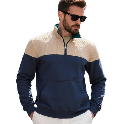 Herren Sweatshirt Modern mit 2 Taschen Hoher Kragen