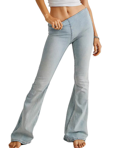 Damen Highwaist Jeans Flared Schnitt Figurbetont