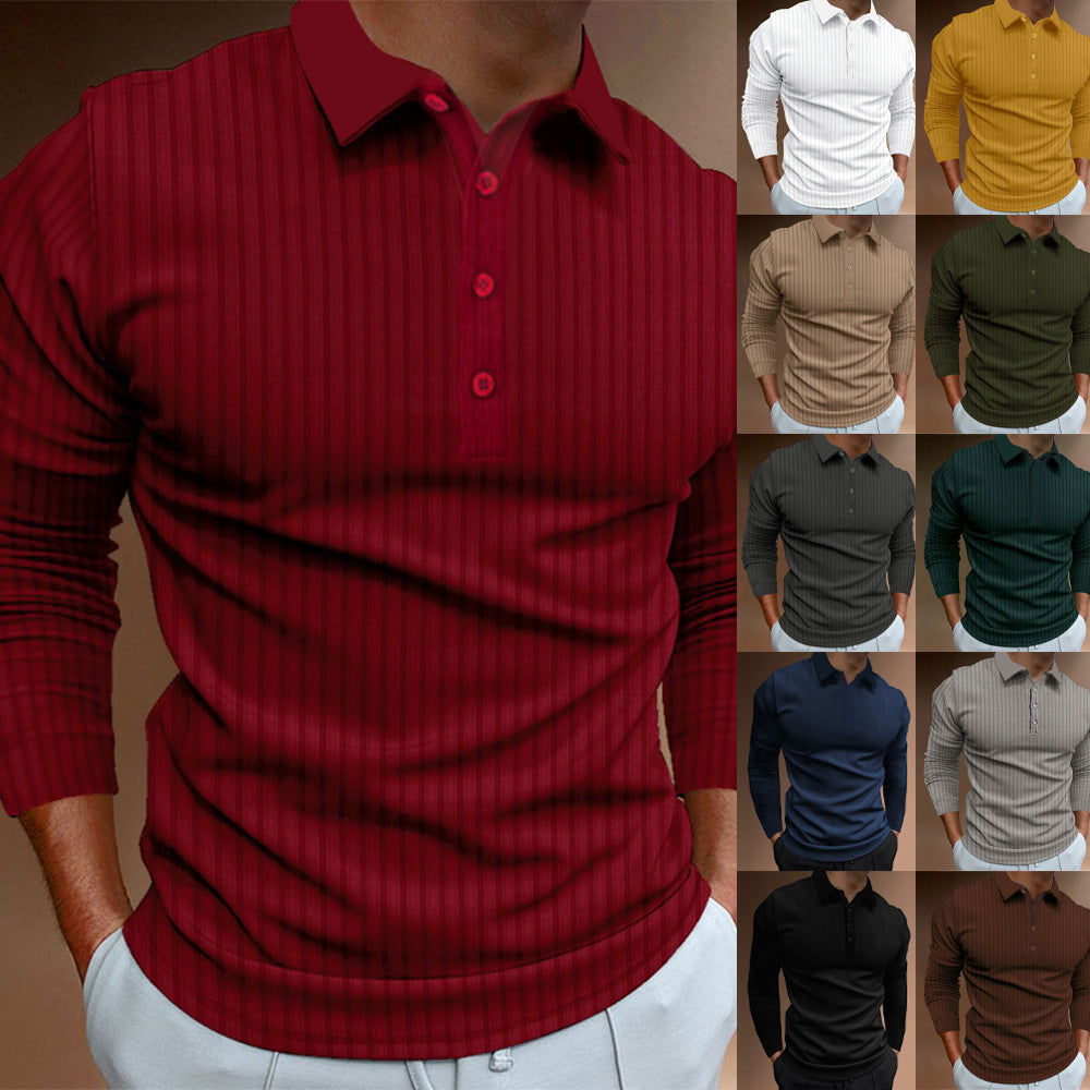 Herren Polo-Shirt Langarm Strukturiert Modern - BerlinGlamour
