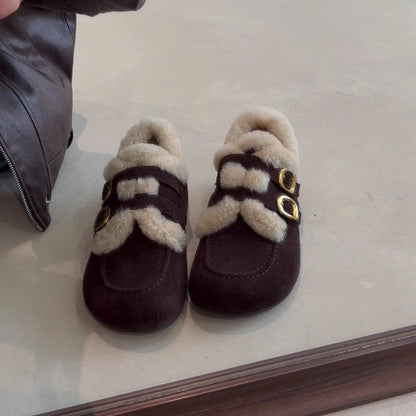 Damen Clogs Warm Kuschelig Schnallenverschluss Modisch
