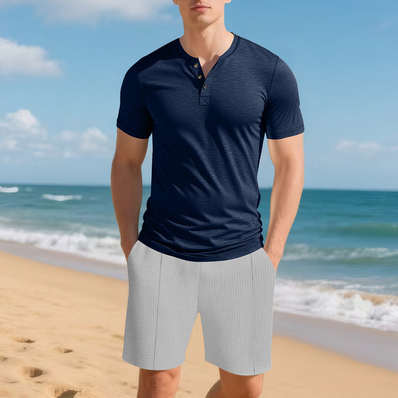 Herren Kurzarmhemd Knopfleiste Modern Slim Fit