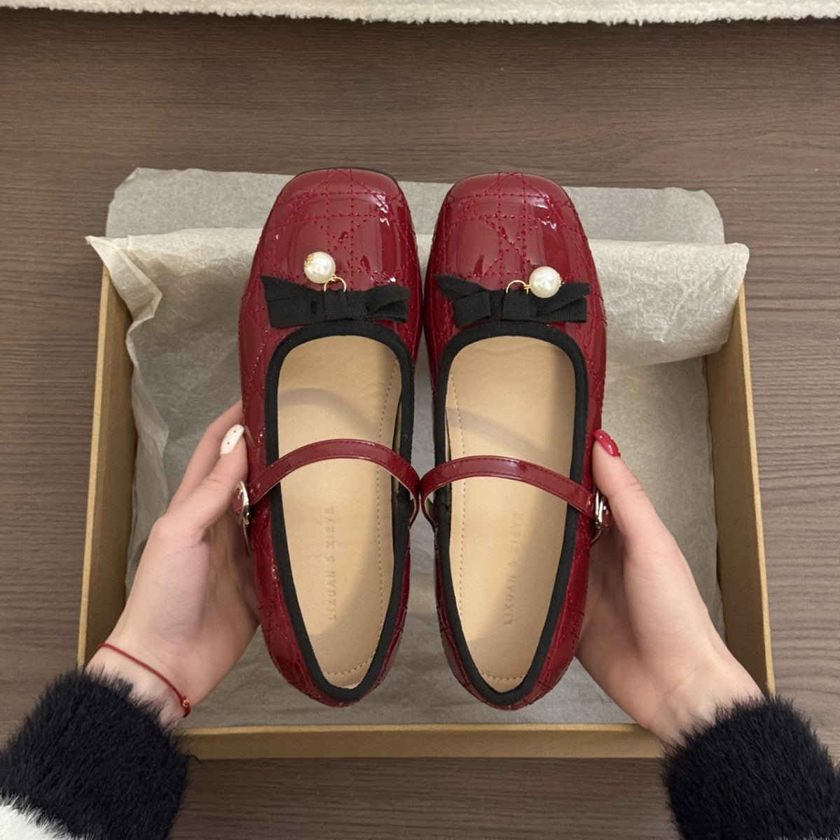 Damen Ballerinas Elegantes Design Lederschuhe