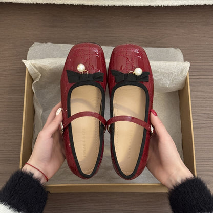 Damen Ballerinas Elegantes Design Lederschuhe
