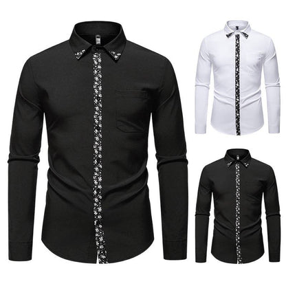 Herren Hemd Langarm Blumenmuster Elegant