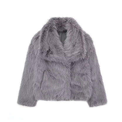 Kunstfelljacke Damen Luxus Warm Elegant