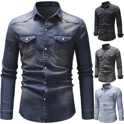 Herren Jeanshemd Modern mit Taschen und Button Down Kragen - BerlinGlamour