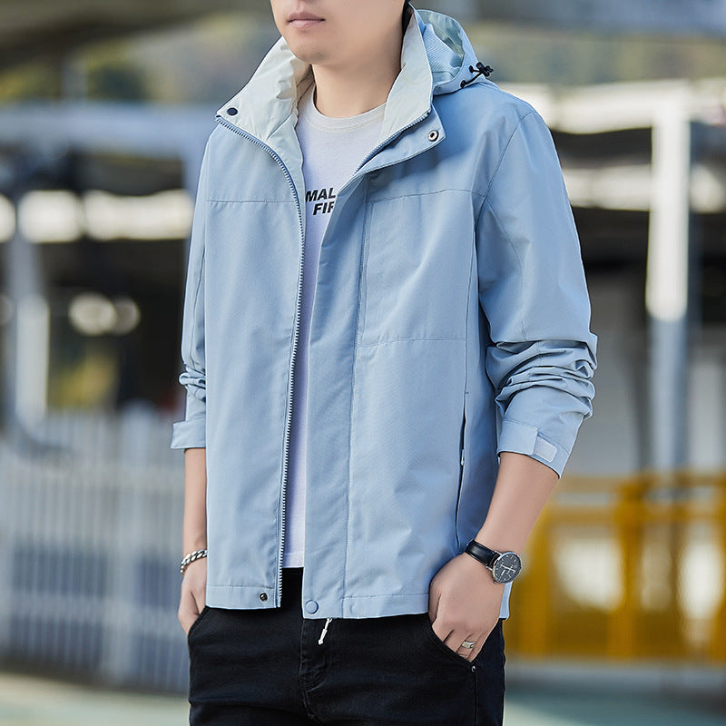 Herren Windjacke Leicht Verstellbar mit Taschen