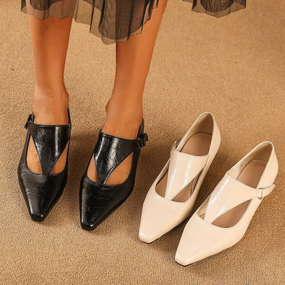 Damen Ballerinas Peeptoe Elegant mit Riemen Komfort - BerlinGlamour