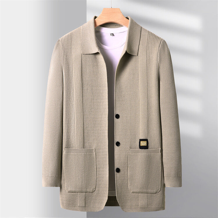 Herren Strickjacke Lässig Modern Grau