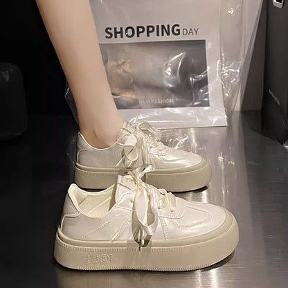 Damen Sneaker Weich Elastisch Schnürsenkel Modisch