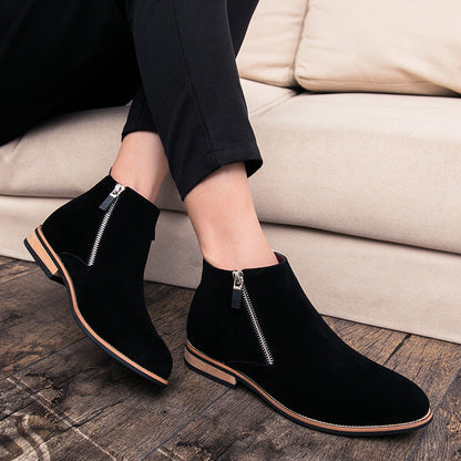 Damen Stiefel Ankle Boots Wildleder Reißverschluss