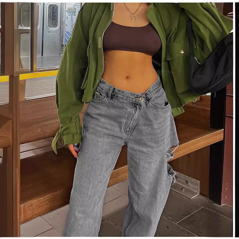 Bequeme Damen Jeans Weite Passform Lässig