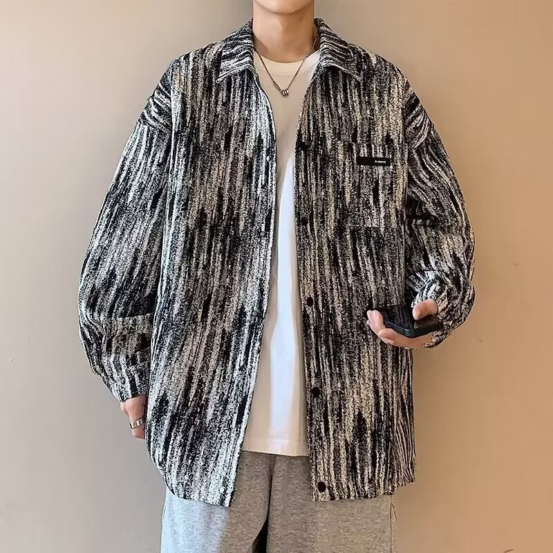 Herren Hemdjacke Modern Strukturiert Trendig