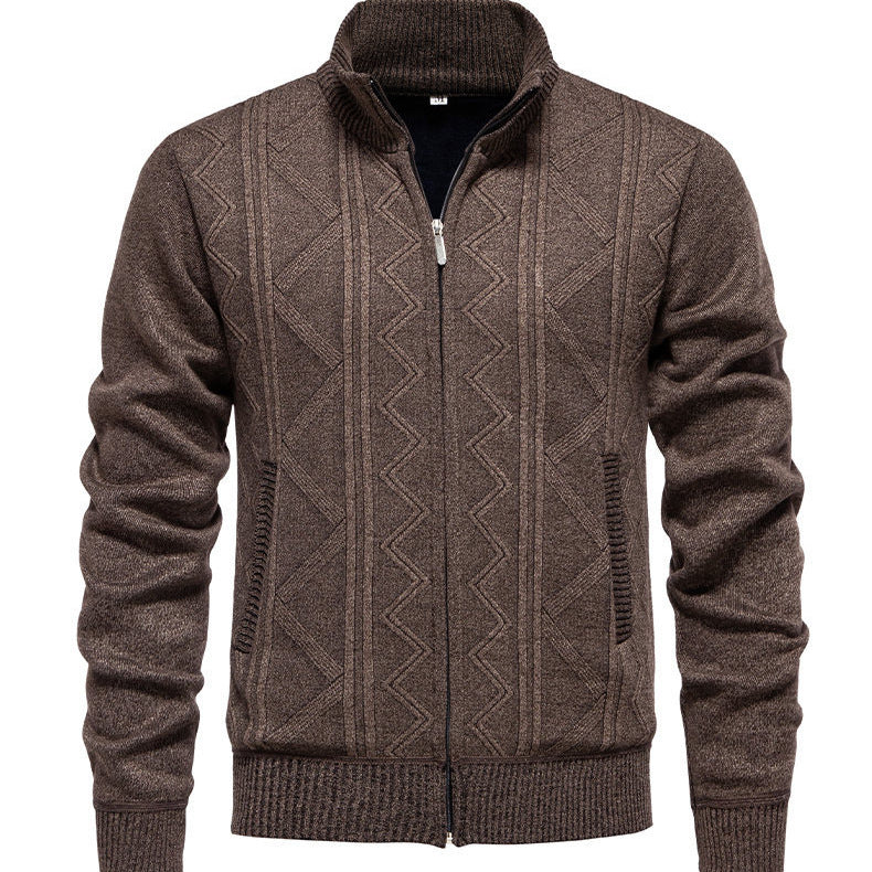 Herren Strickjacke Modern mit Zipper und Textil-Struktur