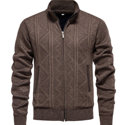 Herren Strickjacke Modern mit Zipper und Textil-Struktur