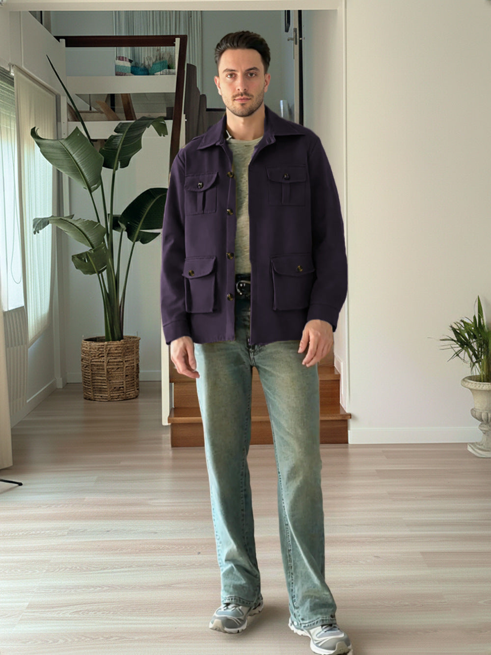 Herren Utility-Jacke Vielseitig Praktisch Wasserabweisend