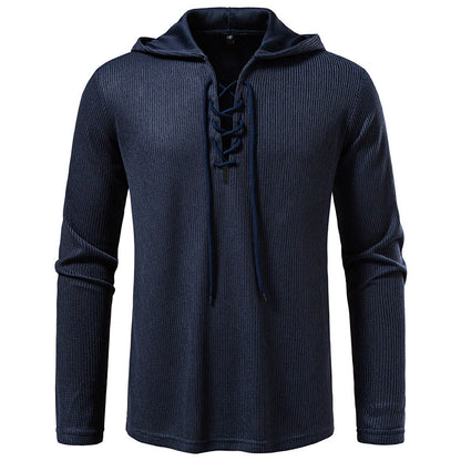 Herren Kapuzenpullover Struktur Design Schnürung Modern