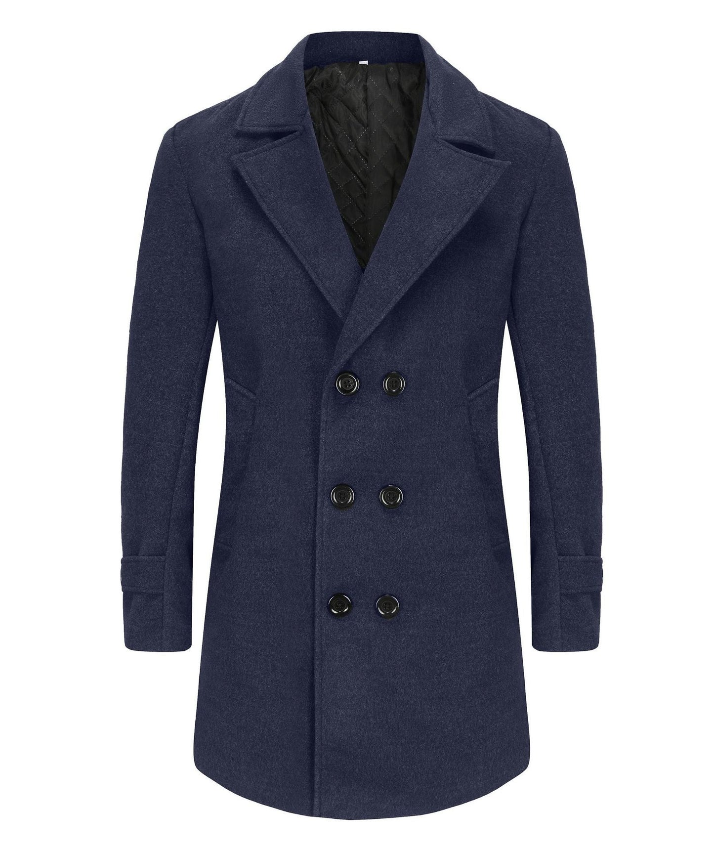 Herren Mantel Doppelknopf Eleganter Wintermantel Schwarz