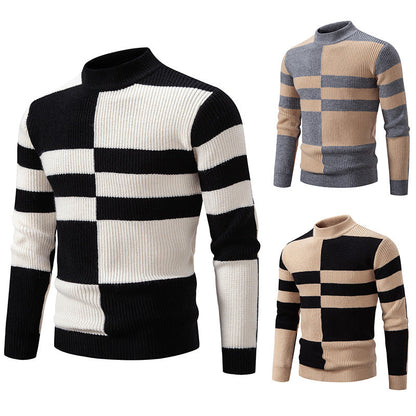 Herren Rollkragenpullover Strukturiert Modern Grau - BerlinGlamour