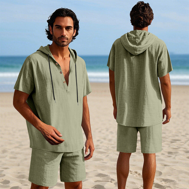 Herren Sportswear Kapuzenhemd Shorts Set Casual