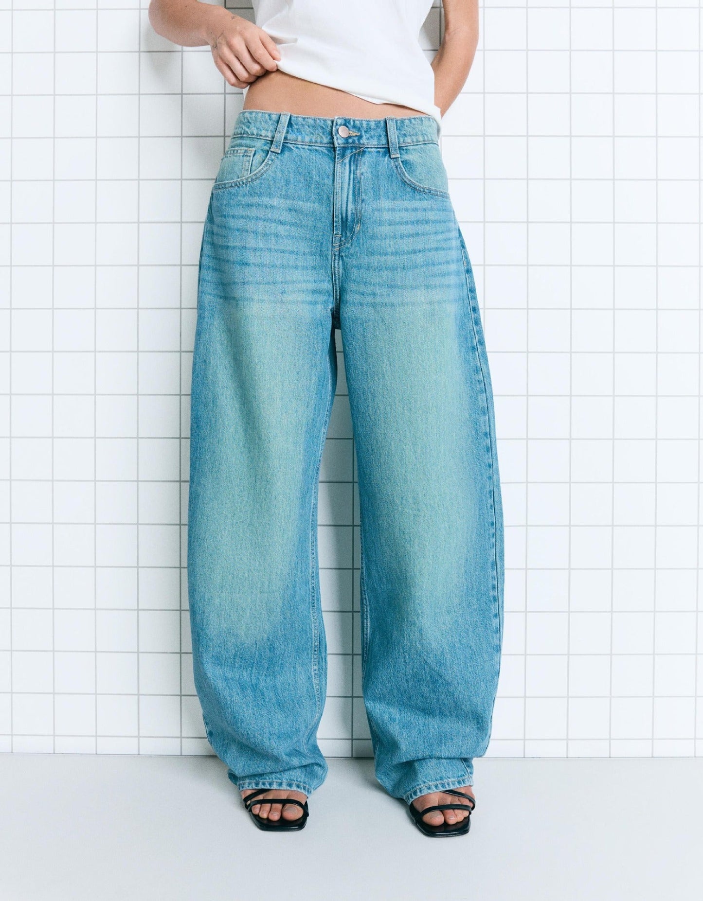 Damen Jeansjacke Oversized Lässig mit Taschen