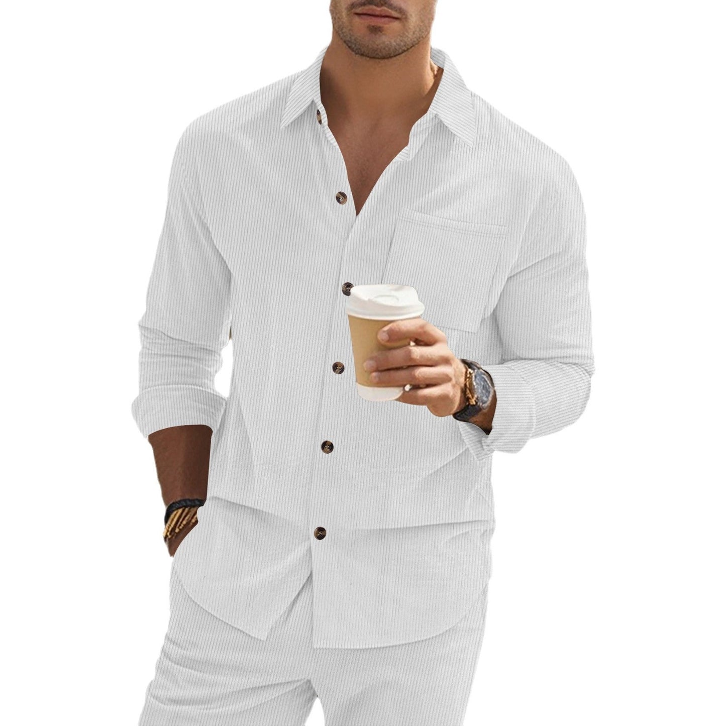 Herren Langarmhemd Streifen Modern Elegant