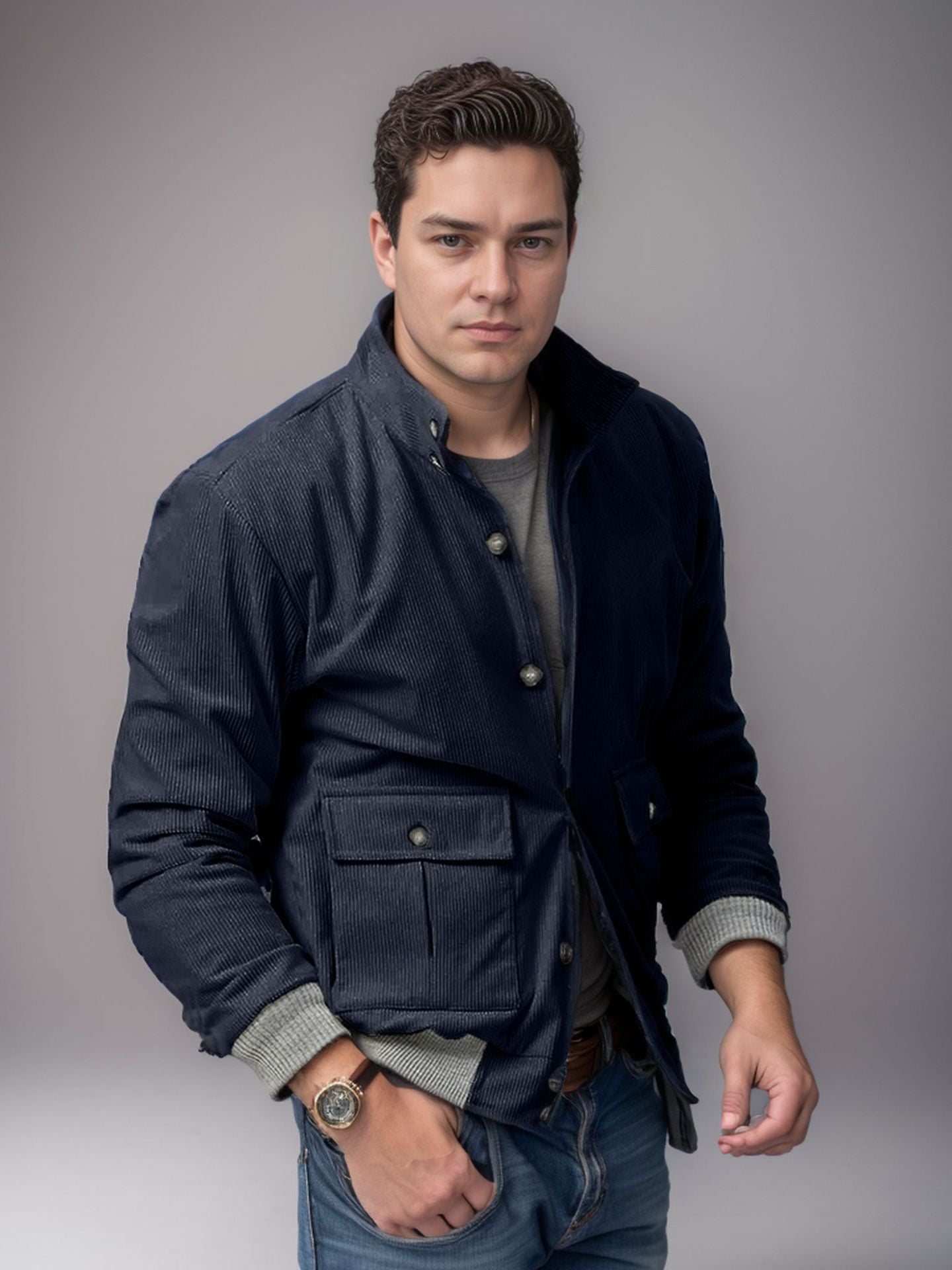 Herren Cordjacke Sportlich Praktisch Modern