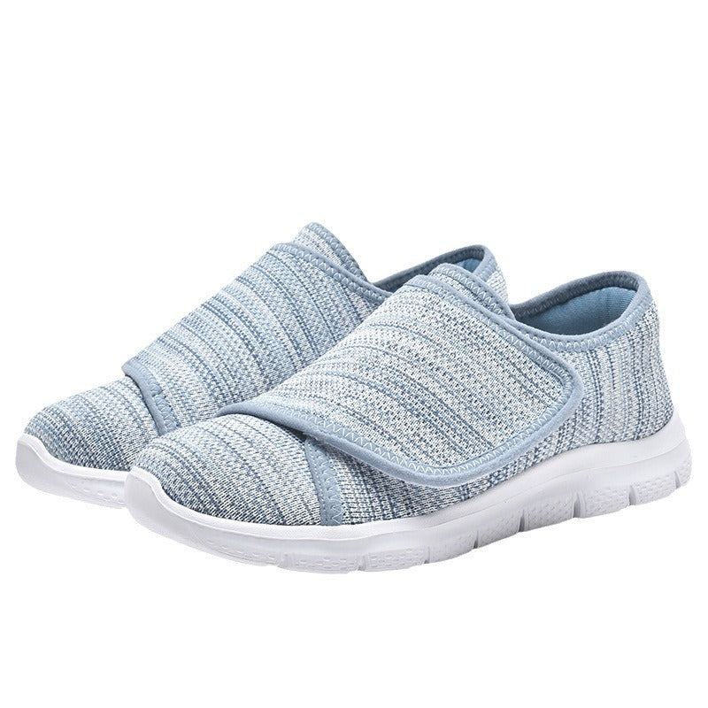 Damen Sneaker Bequem Slip-On Weite Passform Klettverschluss