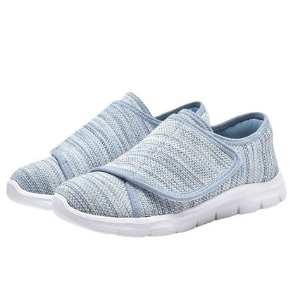 Damen Sneaker Bequem Slip-On Weite Passform Klettverschluss