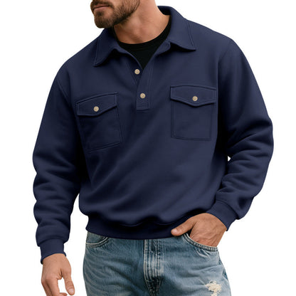 Herren Pullover Komfortabel mit Brusttasche Großzügig