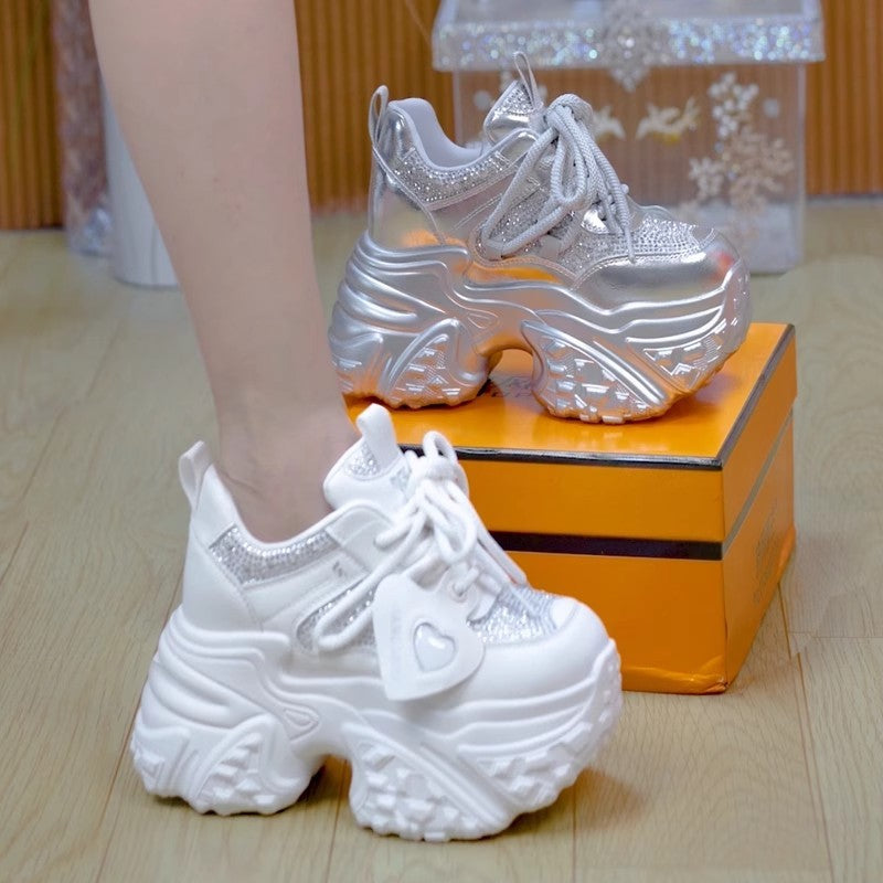 Damen Sneaker Chunky Glitzer Schuhe Modisch Komfortabel - BerlinGlamour