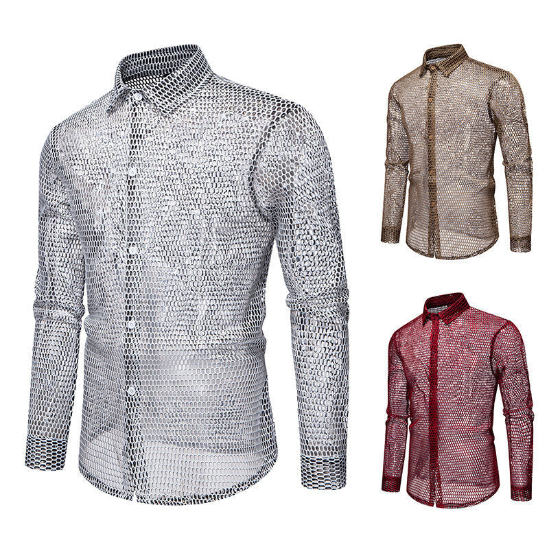 Herren Hemd Mesh atmungsaktiv Modern Designer - BerlinGlamour