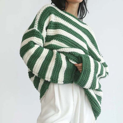 Gestreifter Strickpullover Weich Pastellfarben Damen