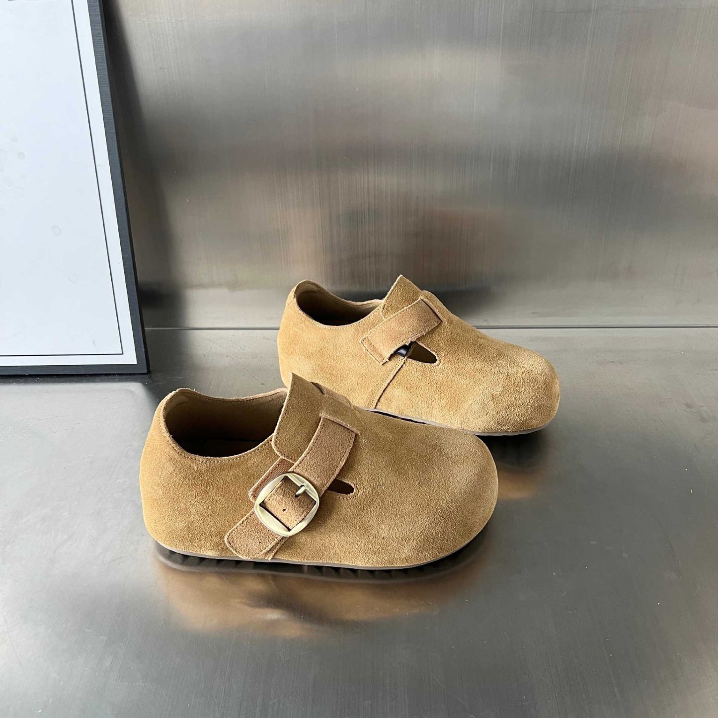 Damen Clogs Bequem Wildleder mit Schnallenverschluss Elegantes Design