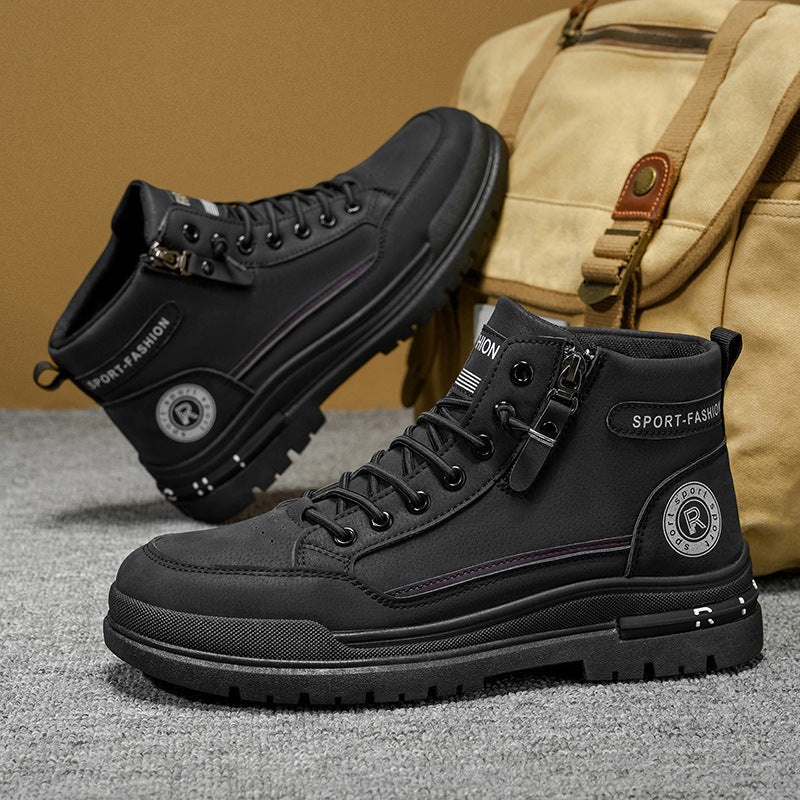Damen Sneaker High-Top Schwarz mit Reißverschluss Modisch