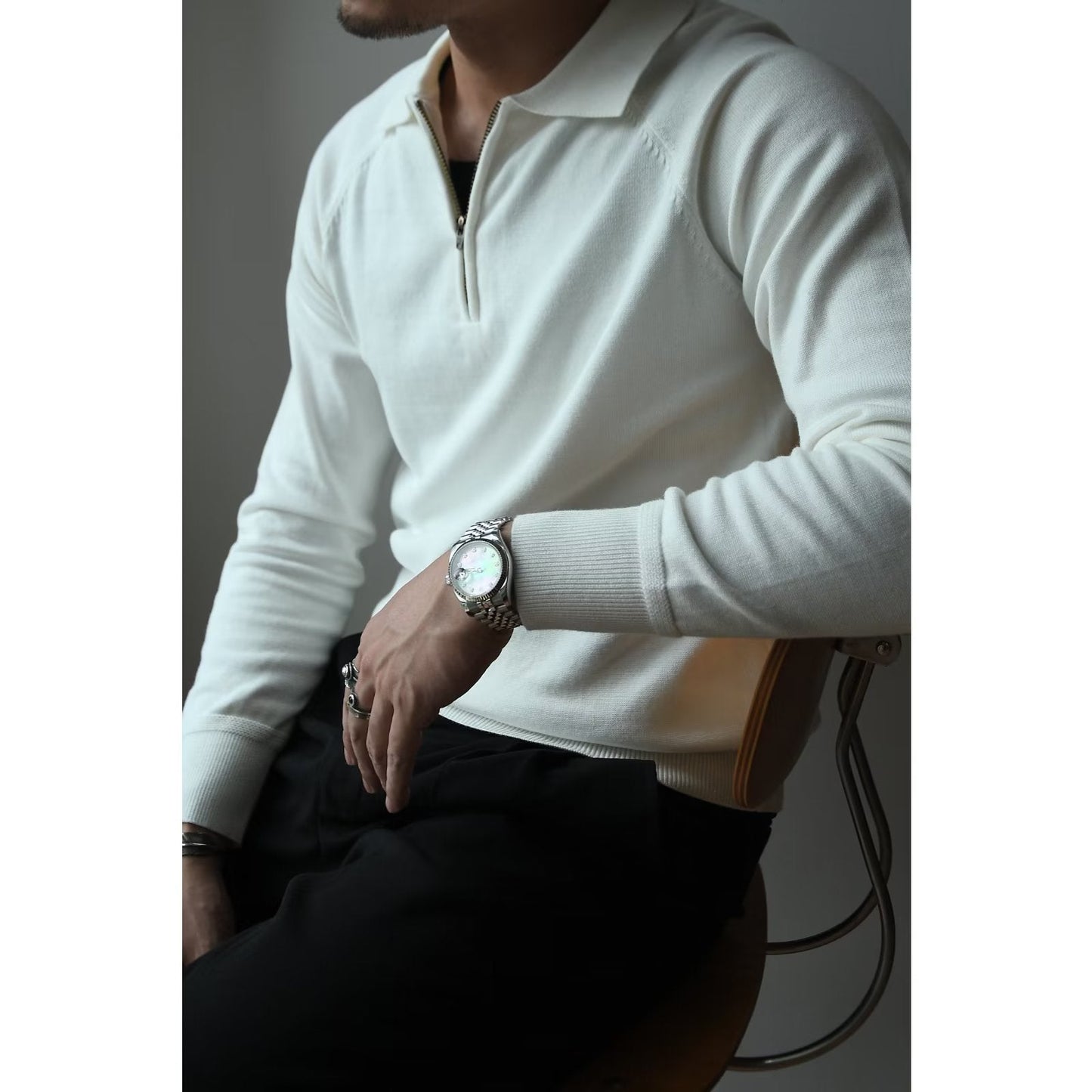 Herren Pullover Strick Kurzarm mit Stehkragen Sportlich - BerlinGlamour