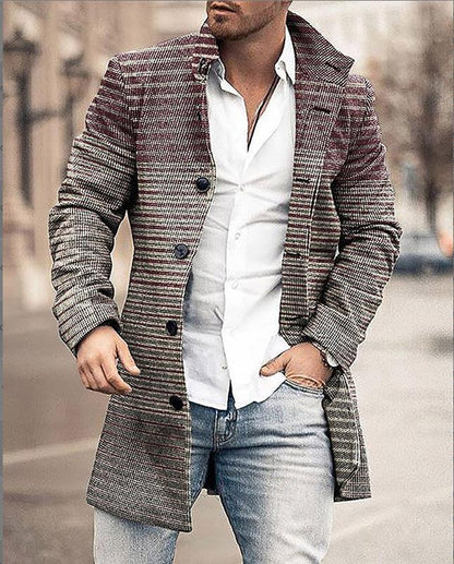 Herren Wollmantel Karo Modern Tailliert