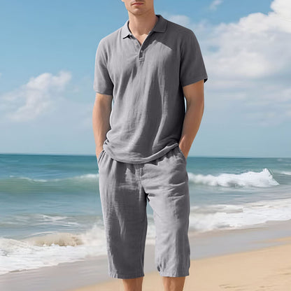 Herren Poloshirt Shorts Set Sommer Mode