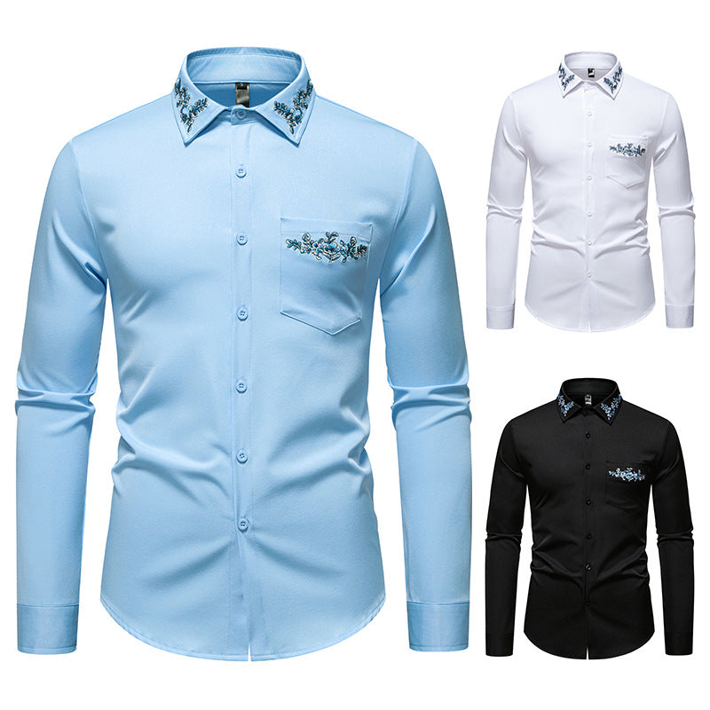 Herren Hemd Elegantes Blumenmuster Stehkragen Modern - BerlinGlamour