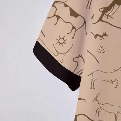 Herren Polohemd Sportlich mit Höhlenmalerei-Design Modern Berlin