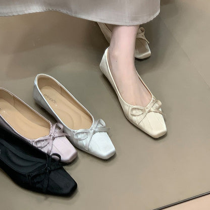 Elegante Damen Ballerinas mit Schleifendetail Schwarz